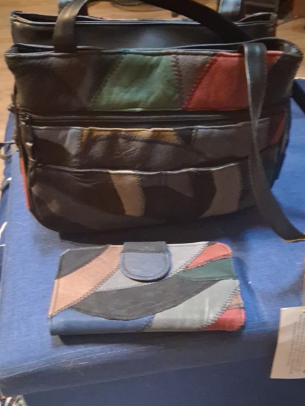 Patchwork Multicolor Leather Tote and Wallet Set